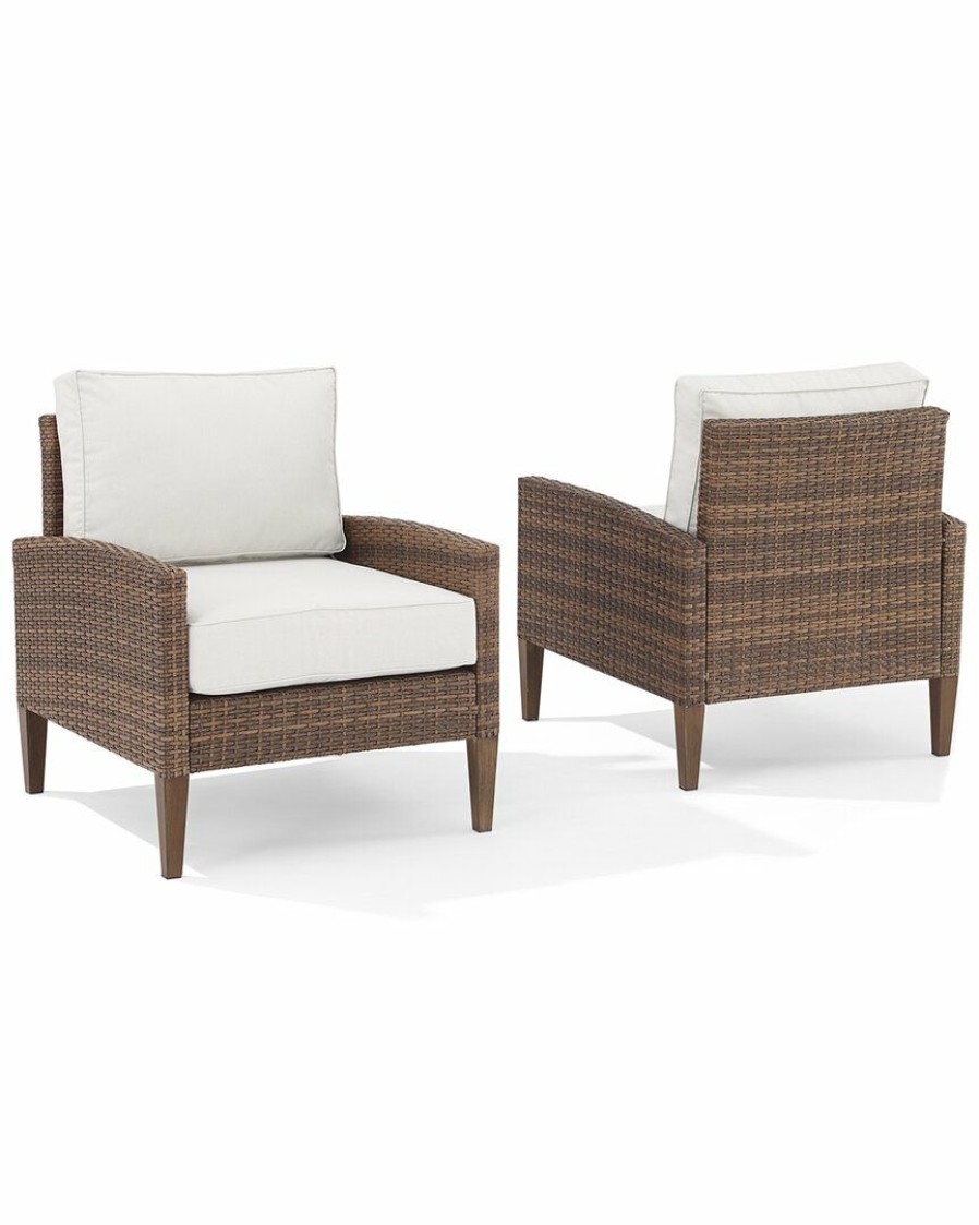 Seating Crosley | Crosley Capella 2Pc Outdoor Wicker Chair Set Home Seating