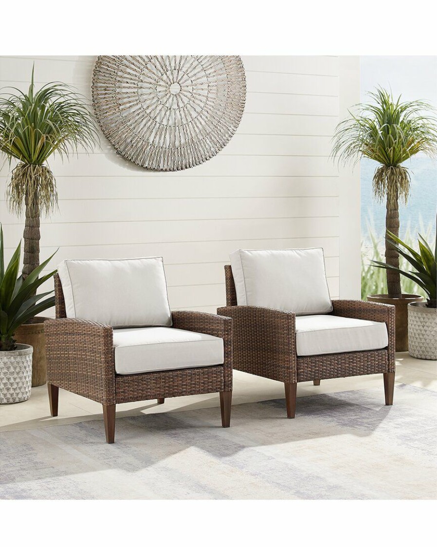 Seating Crosley | Crosley Capella 2Pc Outdoor Wicker Chair Set Home Seating