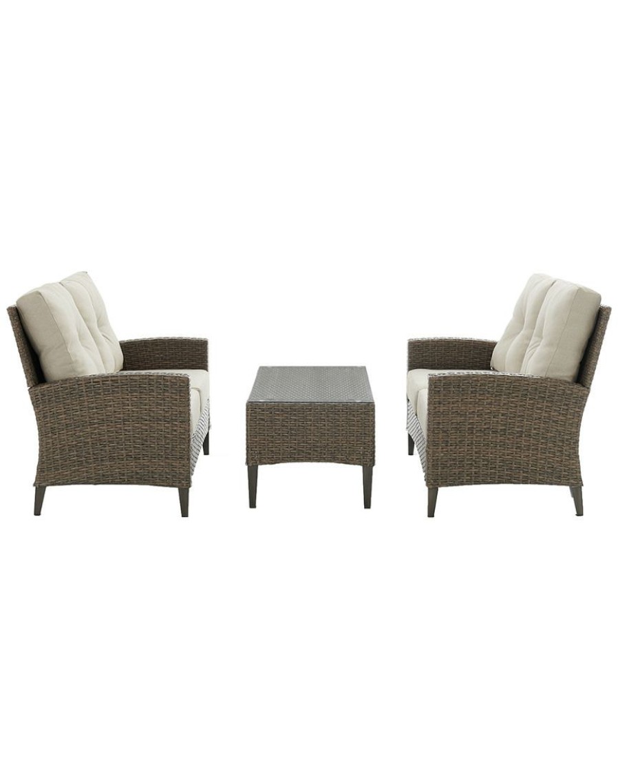 Seating Crosley | Crosley Rockport Outdoor Wicker 3Pc Conversation Set Home Seating