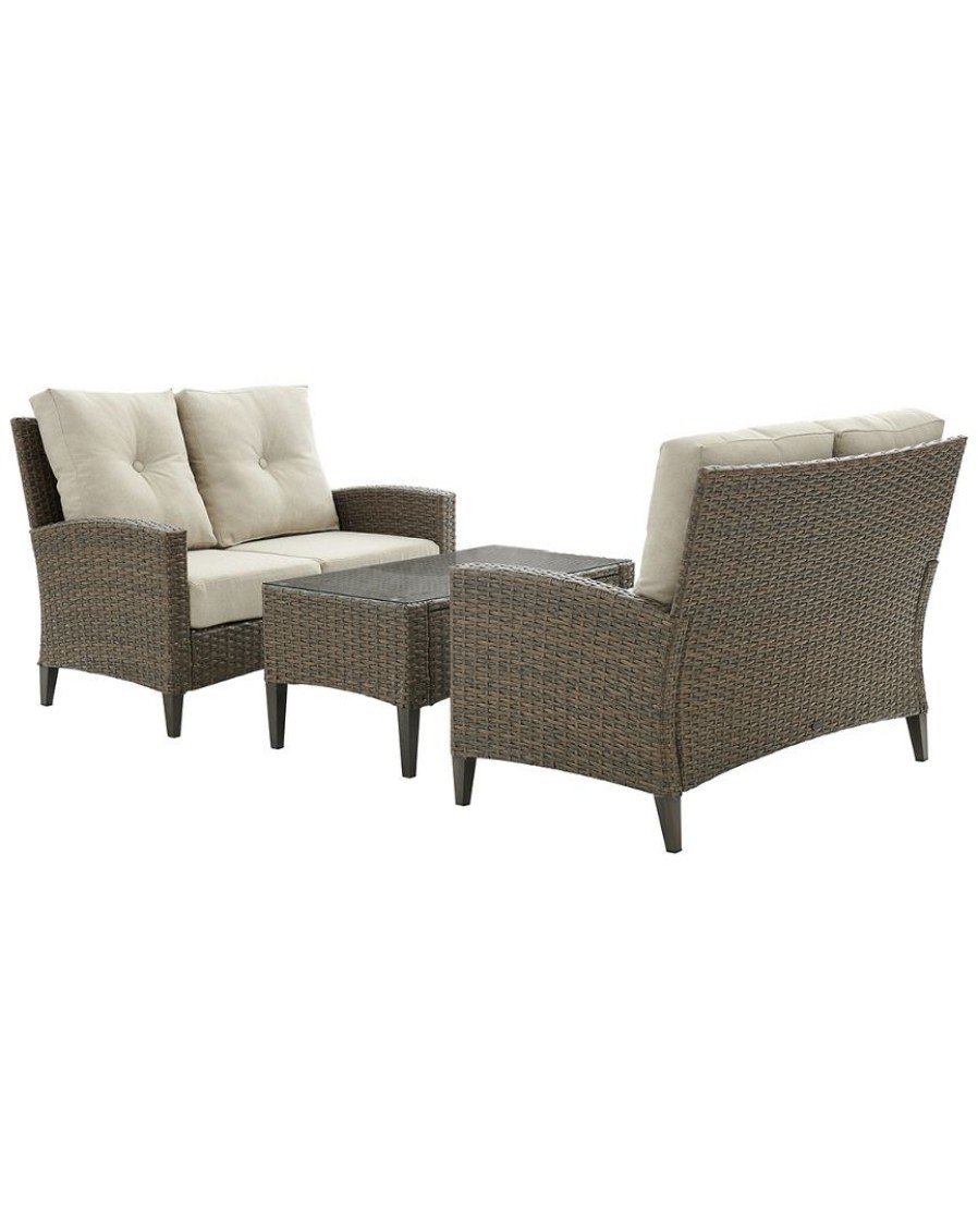 Seating Crosley | Crosley Rockport Outdoor Wicker 3Pc Conversation Set Home Seating