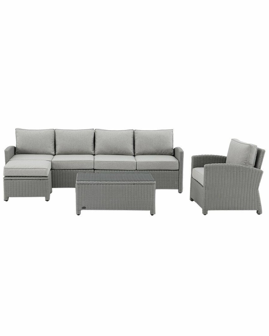 Seating Crosley | Crosley Bradenton 5Pc Outdoor Wicker Sectional Set Home Seating