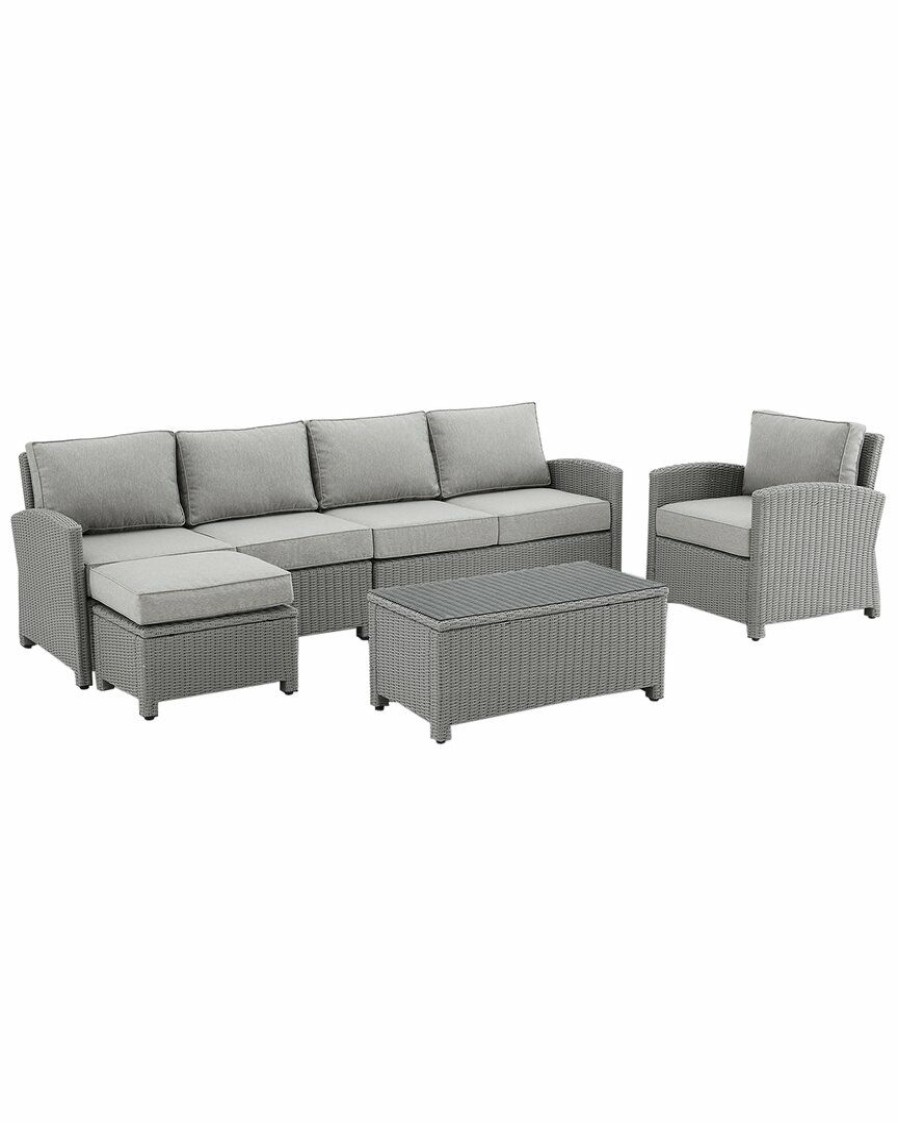 Seating Crosley | Crosley Bradenton 5Pc Outdoor Wicker Sectional Set Home Seating