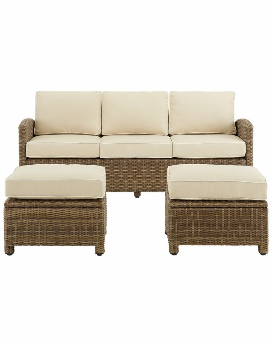 Seating Crosley | Crosley Bradenton 3Pc Outdoor Wicker Sofa Set Home Seating