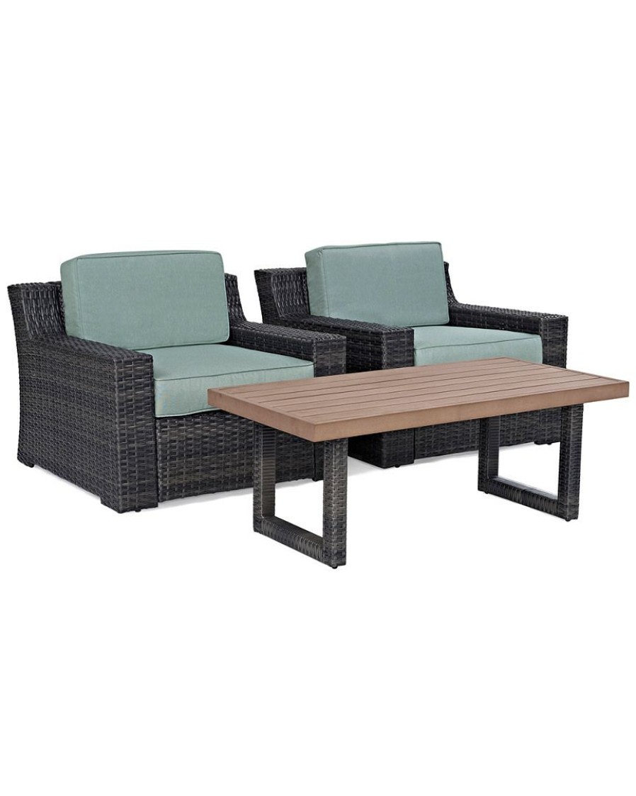 Seating Crosley | Crosley Beaufort 3Pc Outdoor Wicker Chat Set Home Seating