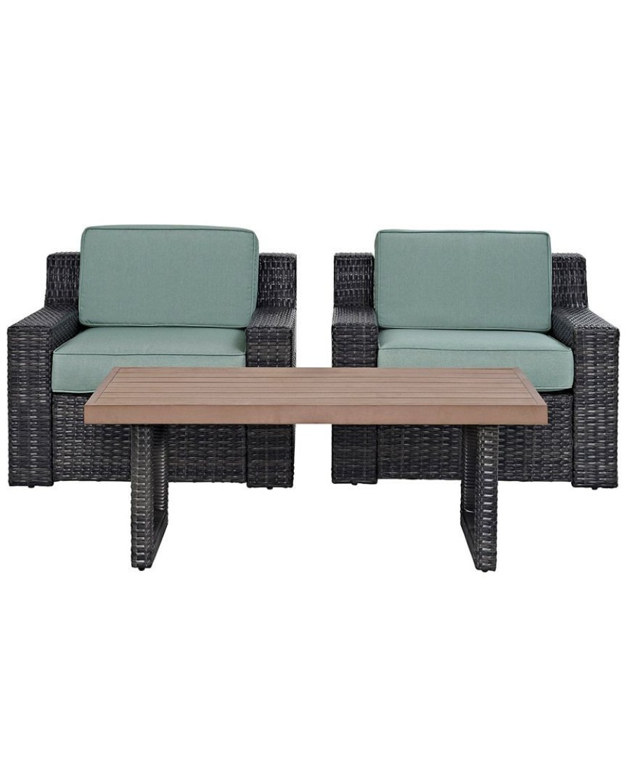 Seating Crosley | Crosley Beaufort 3Pc Outdoor Wicker Chat Set Home Seating