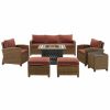 Seating Crosley | Crosley Bradenton 6Pc Outdoor Wicker Sofa Set W/Fire Table Home Seating