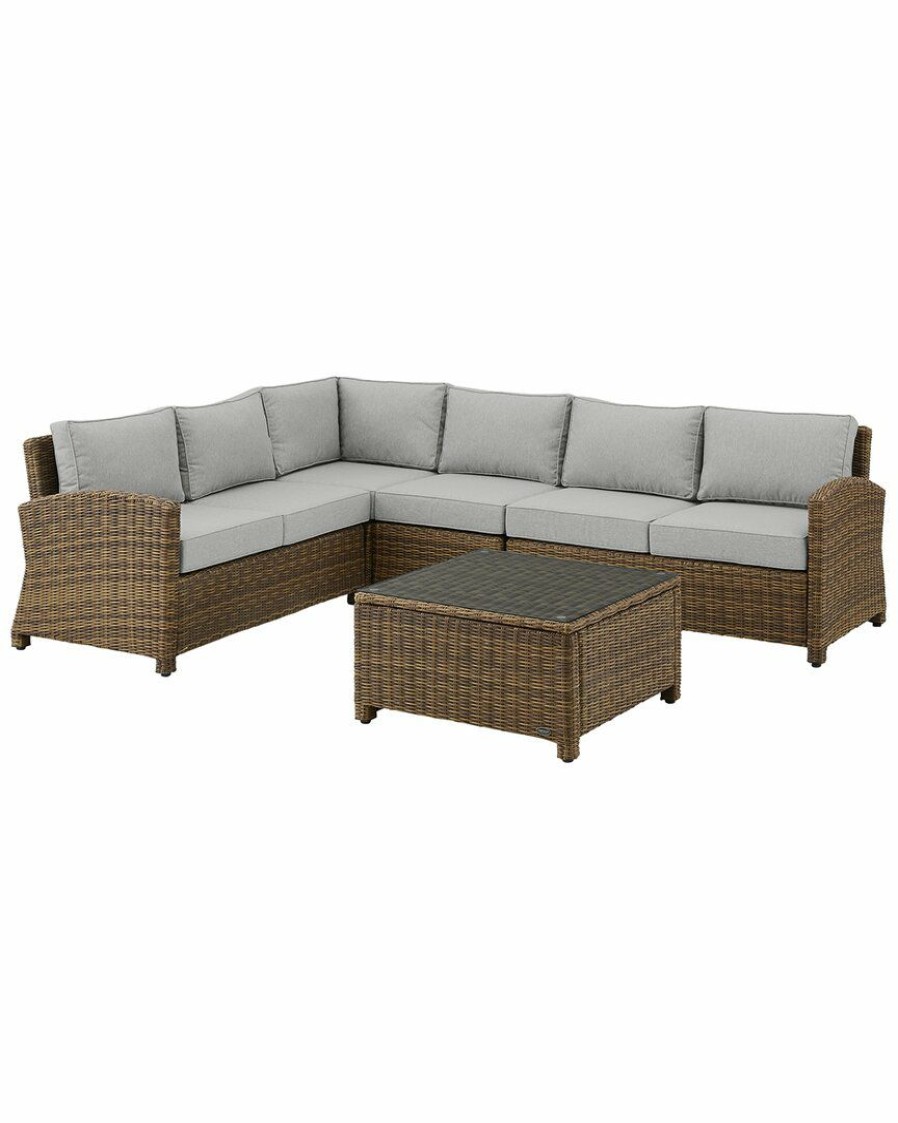 Seating Crosley | Crosley Bradenton 5Pc Outdoor Wicker Sectional Set Home Seating