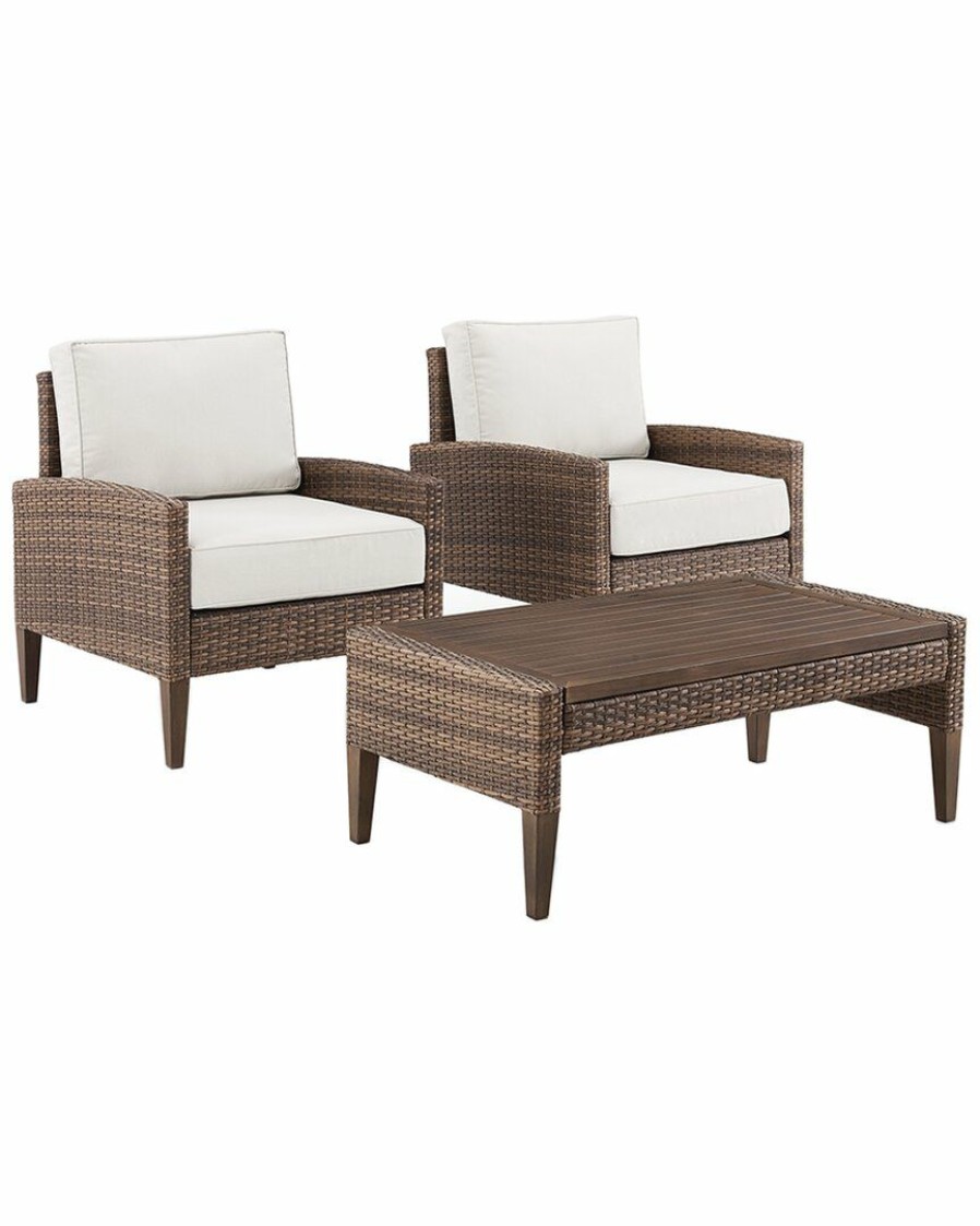 Seating Crosley | Crosley Capella Outdoor Wicker 3Pc Chair Set Home Seating