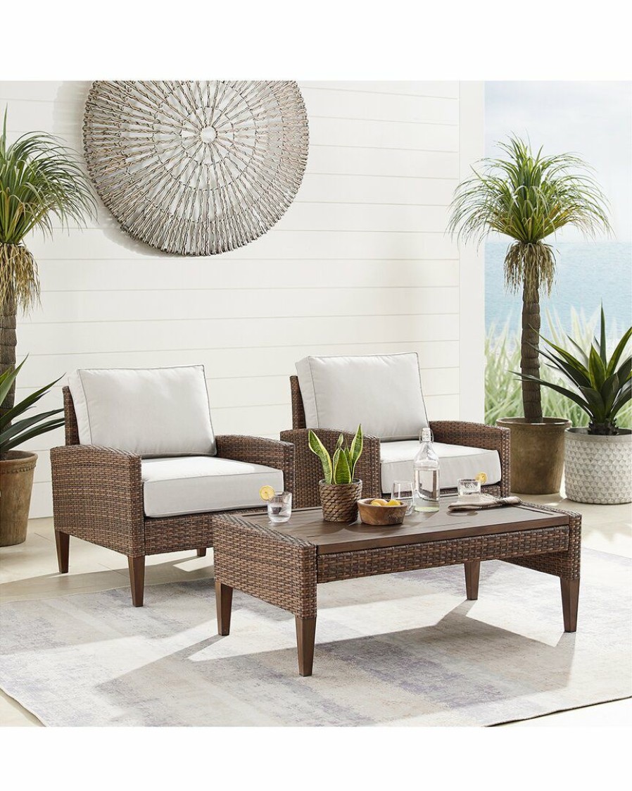 Seating Crosley | Crosley Capella Outdoor Wicker 3Pc Chair Set Home Seating