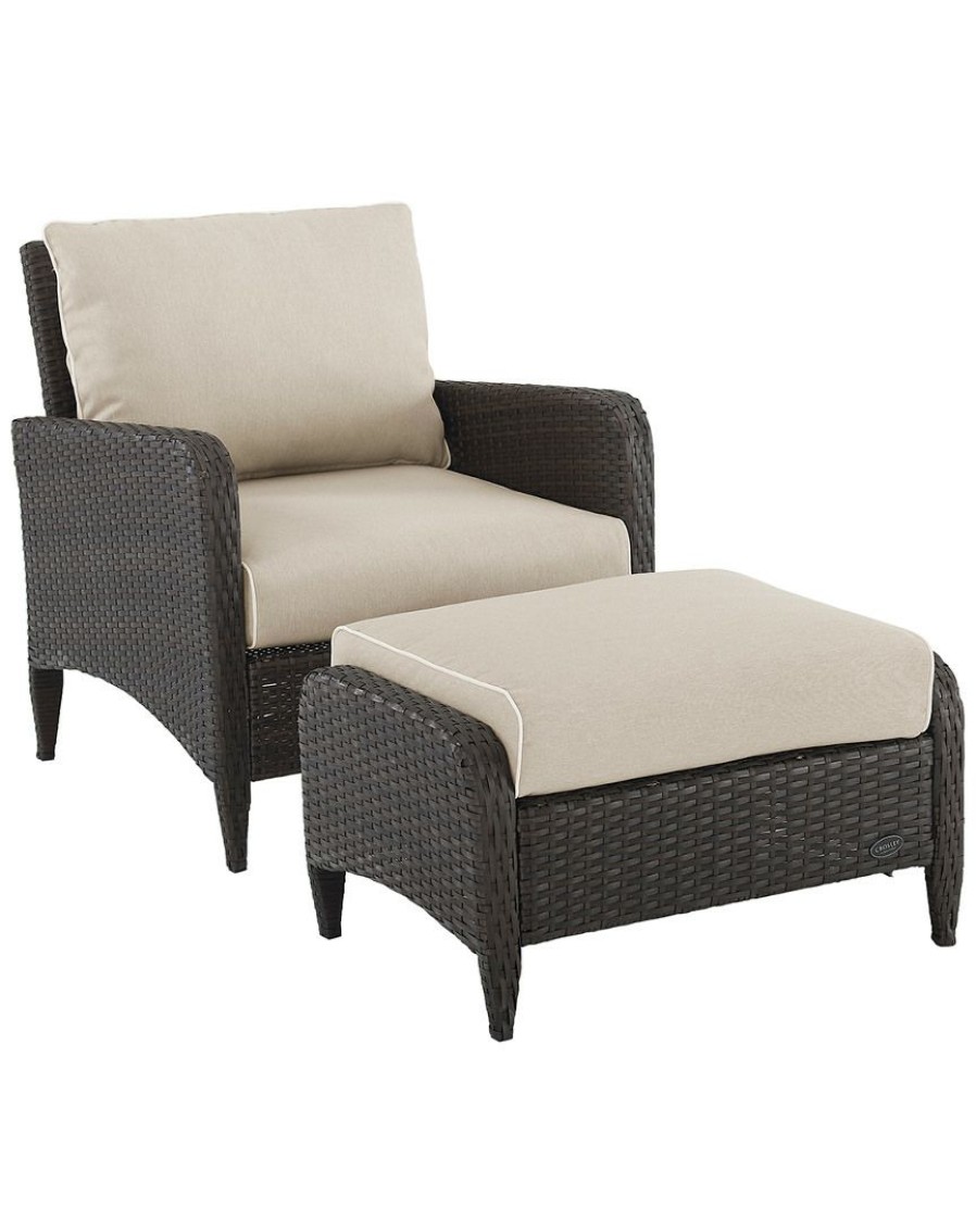 Seating Crosley | Crosley Kiawah 2Pc Outdoor Wicker Chair Set Home Seating