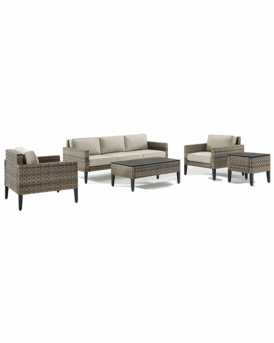 Seating Crosley | Crosley Furniture Prescott 5Pc Outdoor Wicker Sofa Set Home Seating