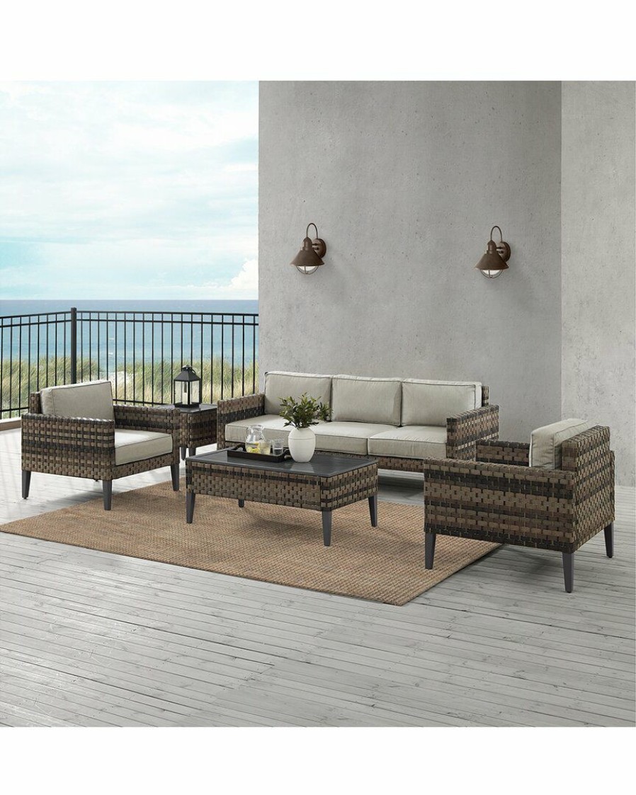 Seating Crosley | Crosley Furniture Prescott 5Pc Outdoor Wicker Sofa Set Home Seating