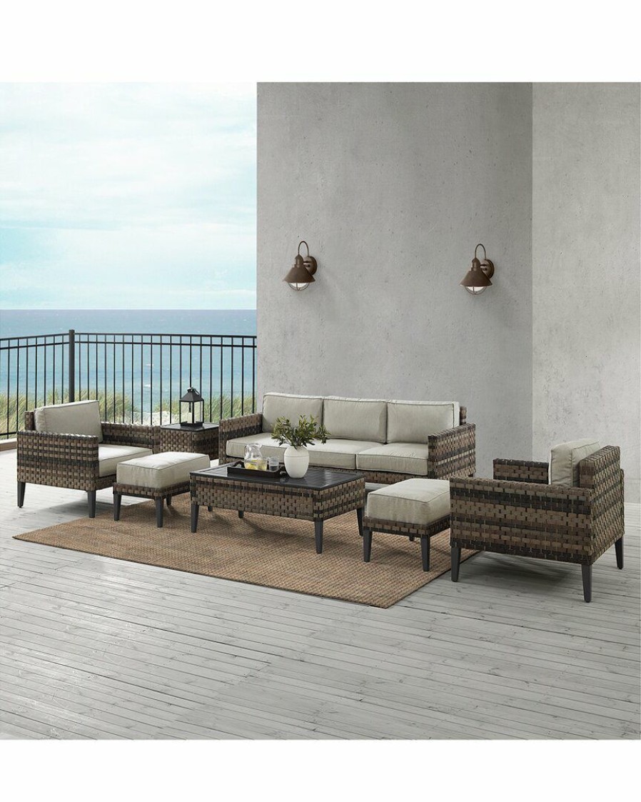 Seating Crosley | Crosley Furniture Prescott 7Pc Outdoor Wicker Sofa Set Home Seating