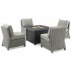 Seating Crosley | Crosley Furniture Bradenton 5Pc Outdoor Wicker Conversation Set W/Fire Table- Dante Fire Table & 4 Armless Chairs Home Seating