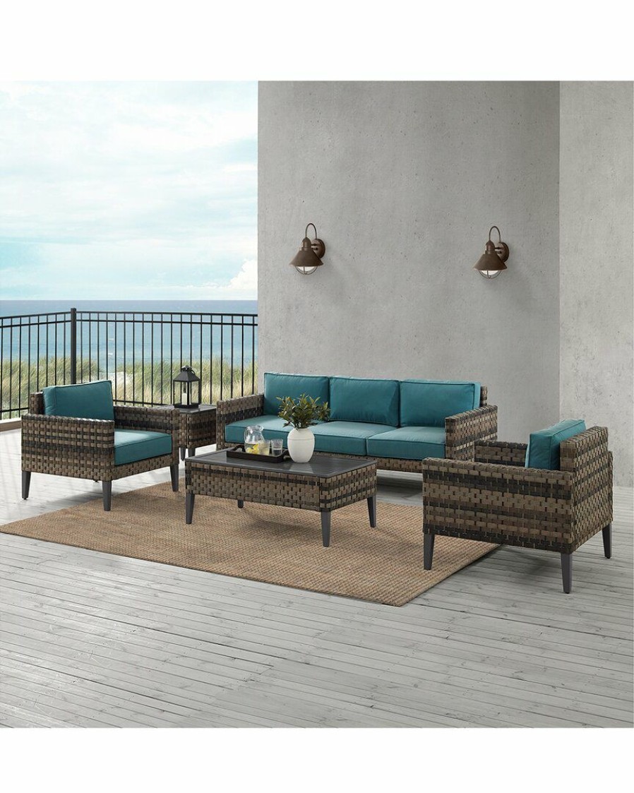 Seating Crosley | Crosley Furniture Prescott 5Pc Outdoor Wicker Sofa Set Home Seating