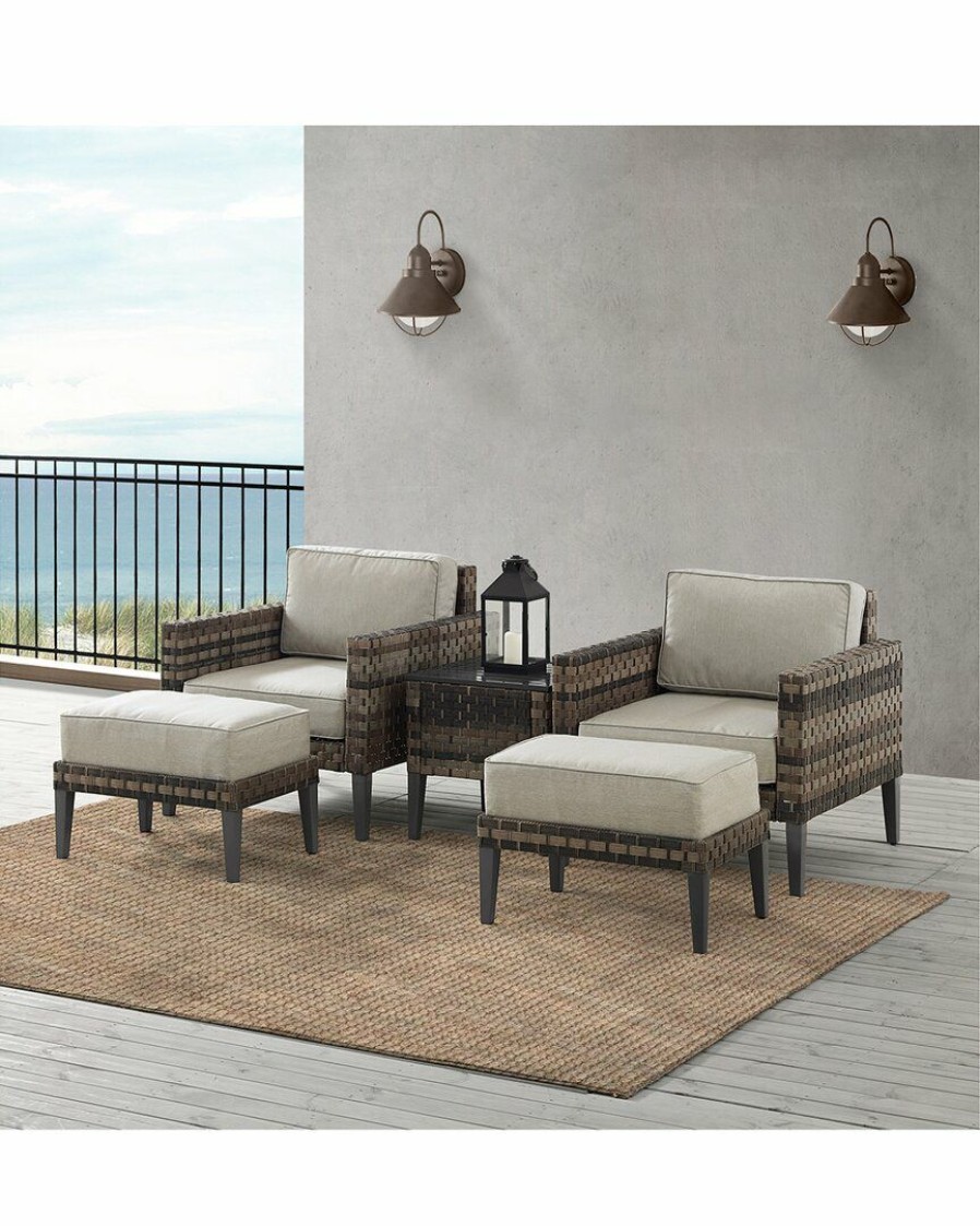 Seating Crosley | Crosley Furniture Prescott 5Pc Outdoor Wicker Armchair Set Home Seating