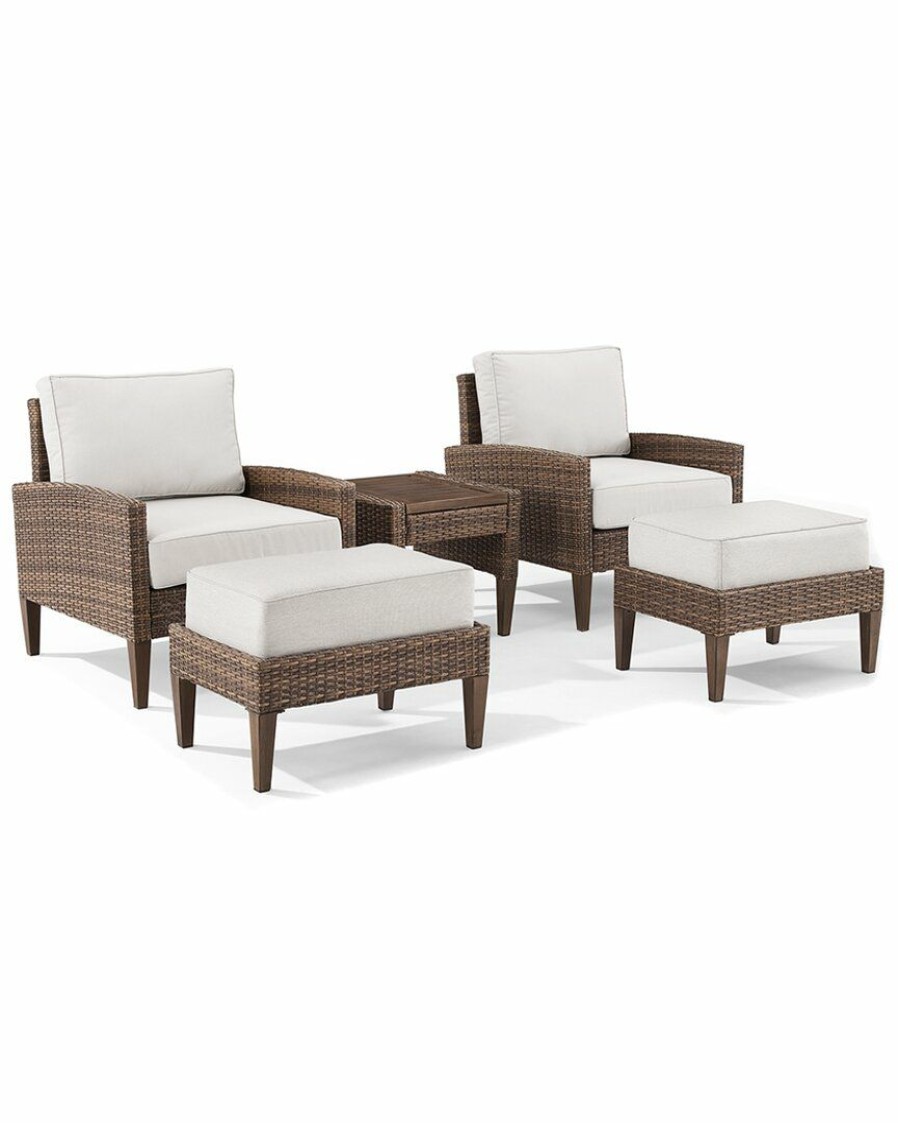 Seating Crosley | Crosley Capella 5Pc Outdoor Wicker Chair Set Home Seating