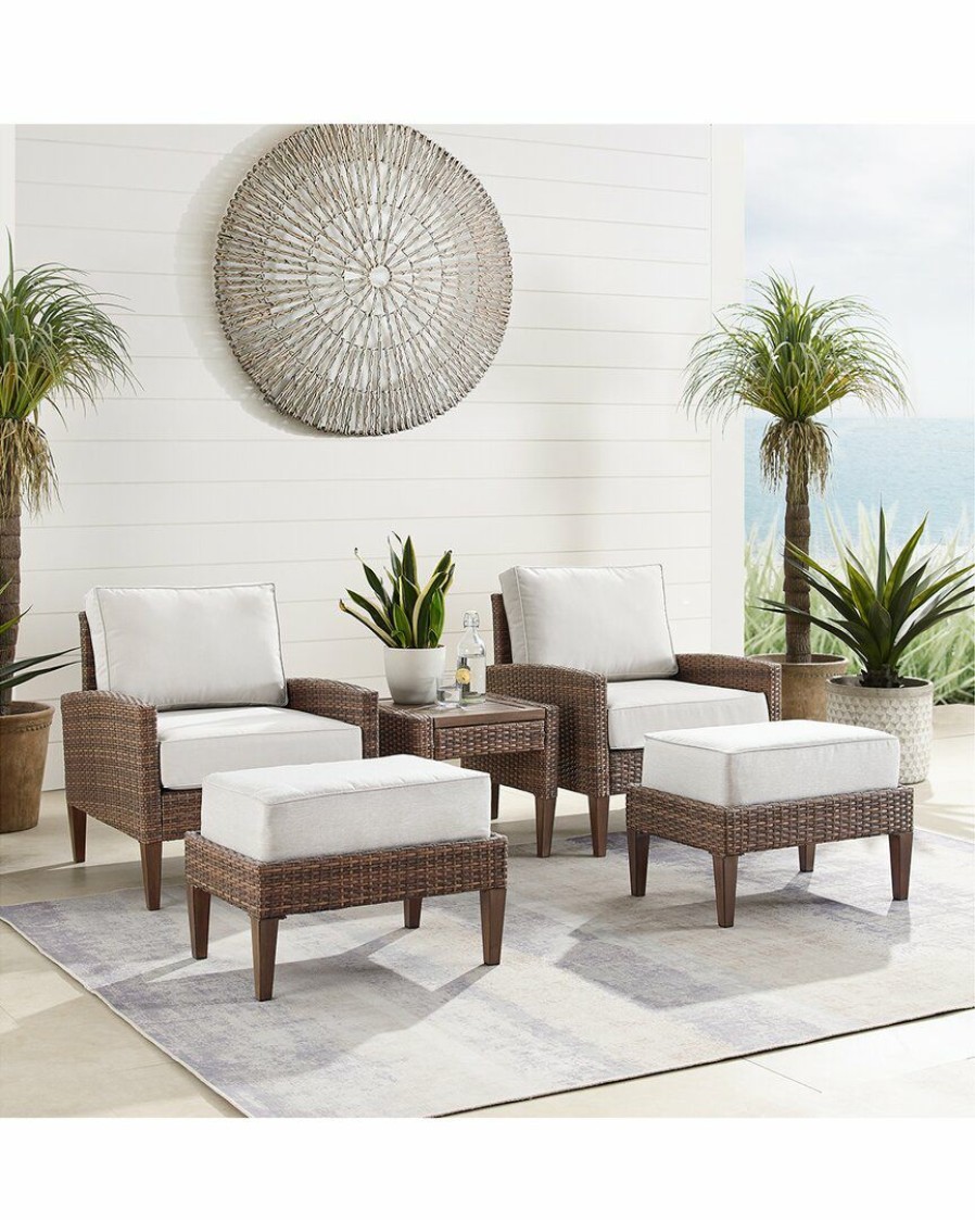 Seating Crosley | Crosley Capella 5Pc Outdoor Wicker Chair Set Home Seating