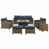 Seating Crosley | Crosley Bradenton 6Pc Outdoor Wicker Sofa Set W/Fire Table Home Seating