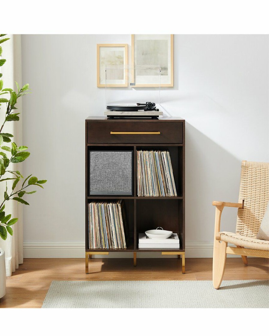 Tv Stands & Consoles Crosley | Crosley Juno Record Storage Cube Bookcase With Speaker Home Tv Stands & Consoles