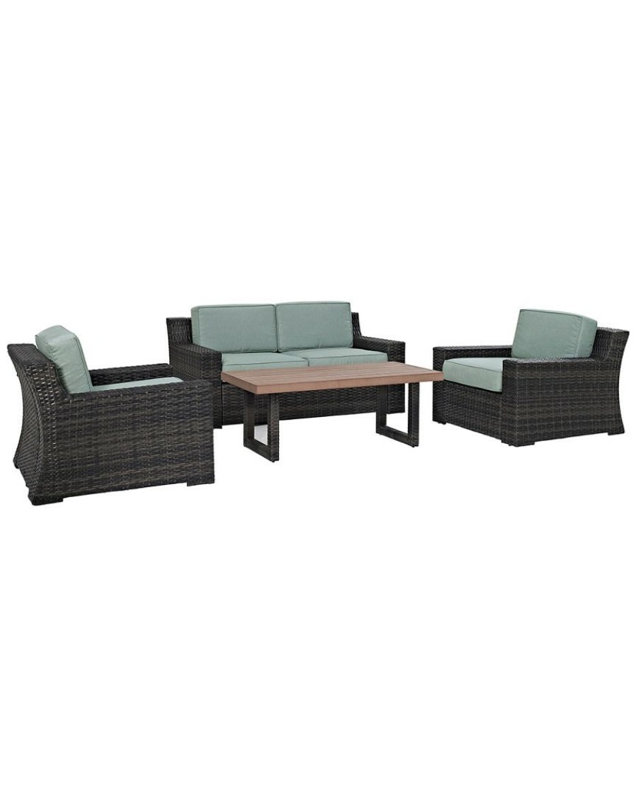 Seating Crosley | Crosley Beaufort 4Pc Outdoor Wicker Conversation Set Home Seating