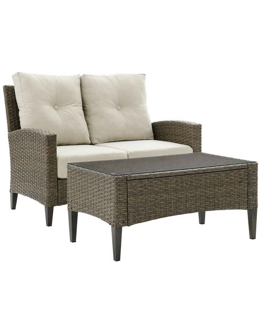 Seating Crosley | Crosley Rockport Outdoor Wicker 2Pc Conversation Set Home Seating