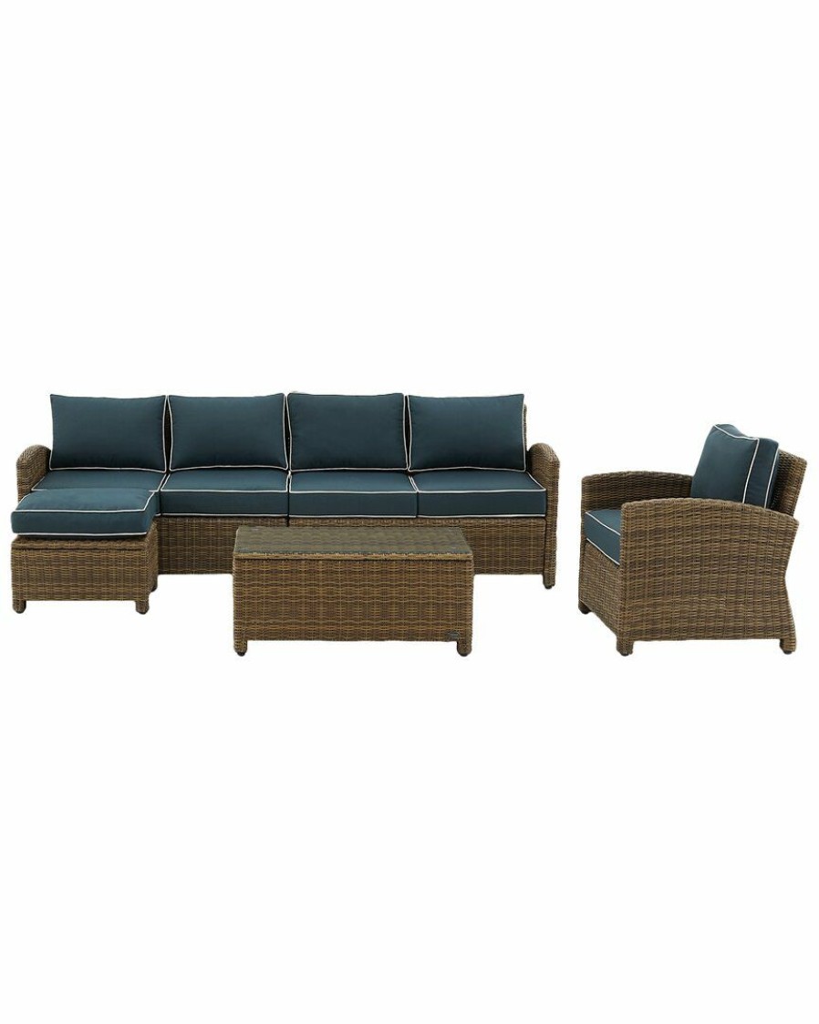 Seating Crosley | Crosley Bradenton 5Pc Outdoor Wicker Sectional Set Home Seating