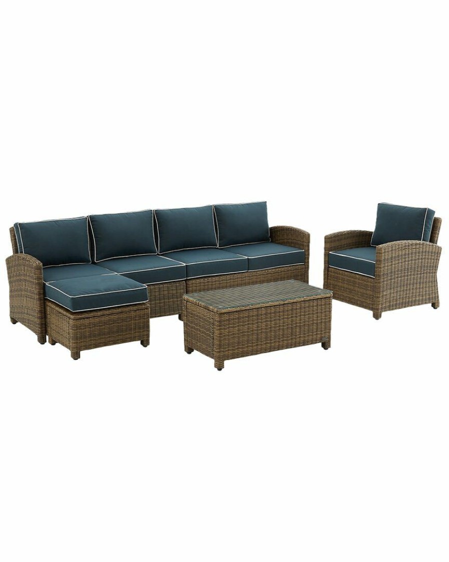 Seating Crosley | Crosley Bradenton 5Pc Outdoor Wicker Sectional Set Home Seating