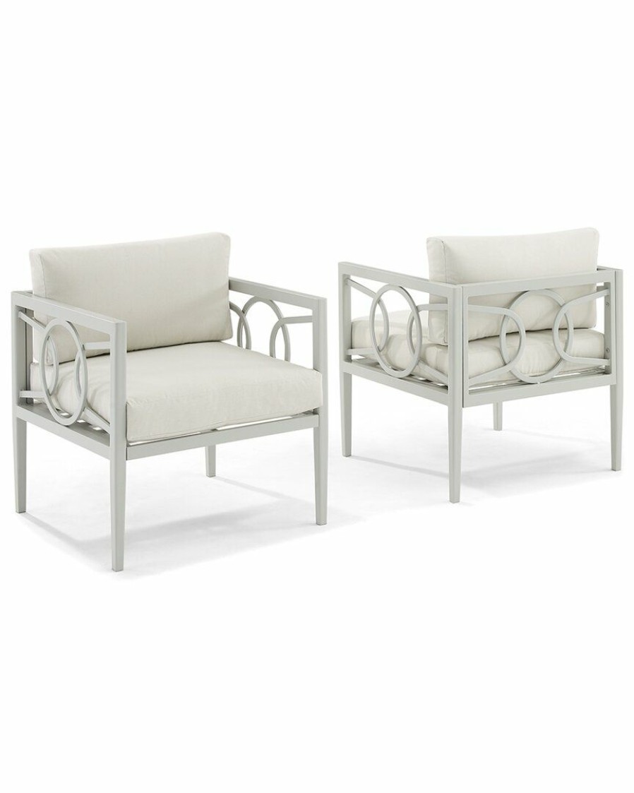 Seating Crosley | Crosley Ashford 2Pc Outdoor Metal Armchair Set Home Seating