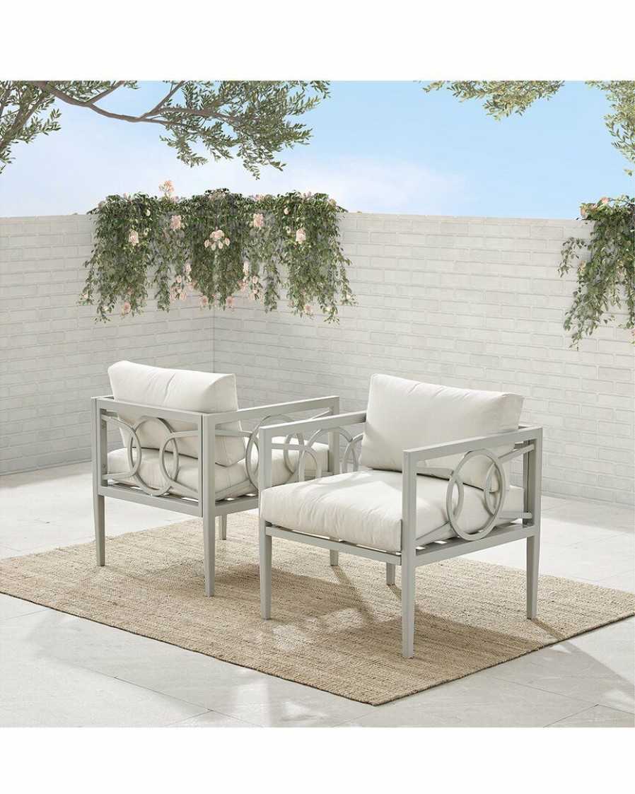 Seating Crosley | Crosley Ashford 2Pc Outdoor Metal Armchair Set Home Seating