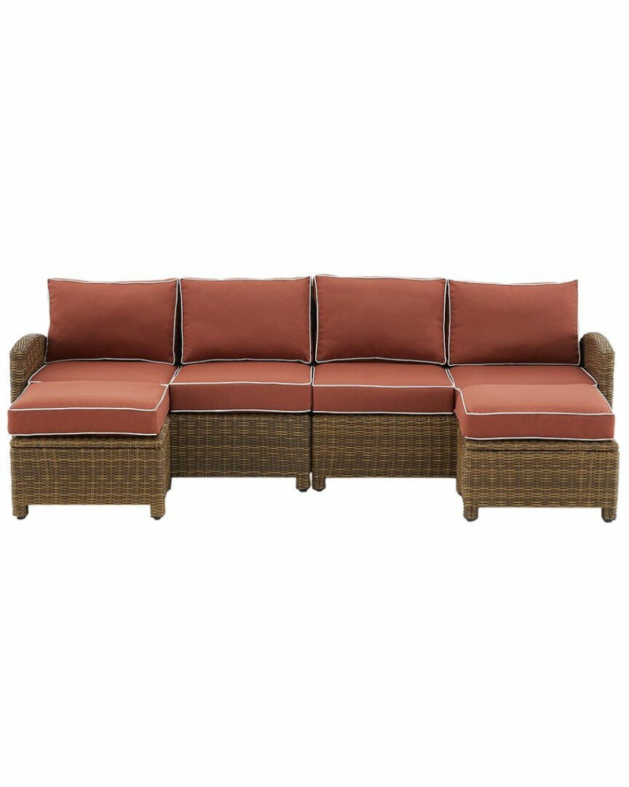 Seating Crosley | Crosley Bradenton 4Pc Outdoor Wicker Sectional Set Home Seating