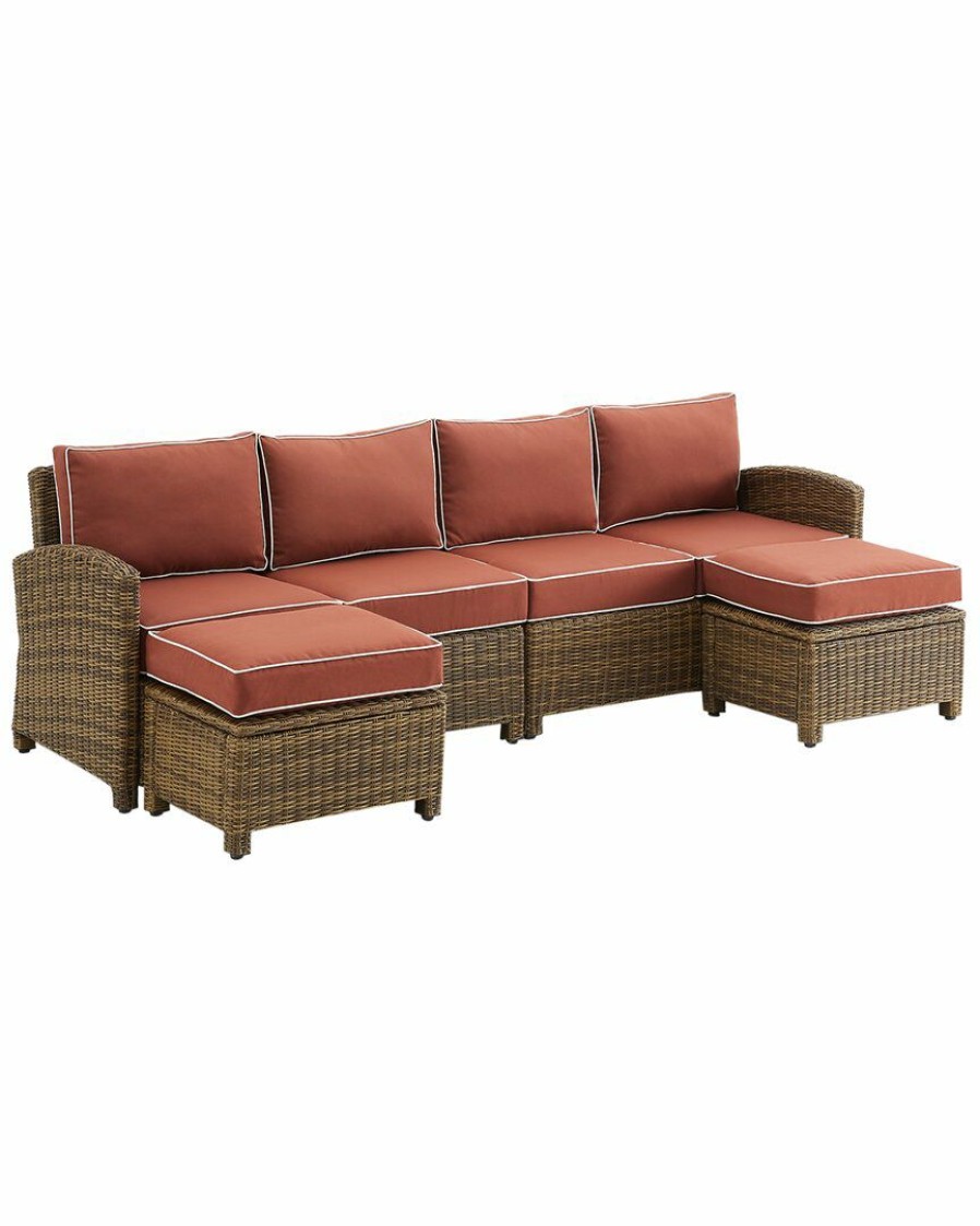 Seating Crosley | Crosley Bradenton 4Pc Outdoor Wicker Sectional Set Home Seating