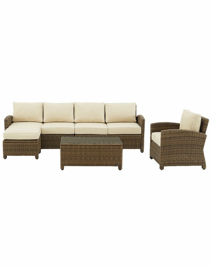 Seating Crosley | Crosley Bradenton 5Pc Outdoor Wicker Sectional Set Home Seating