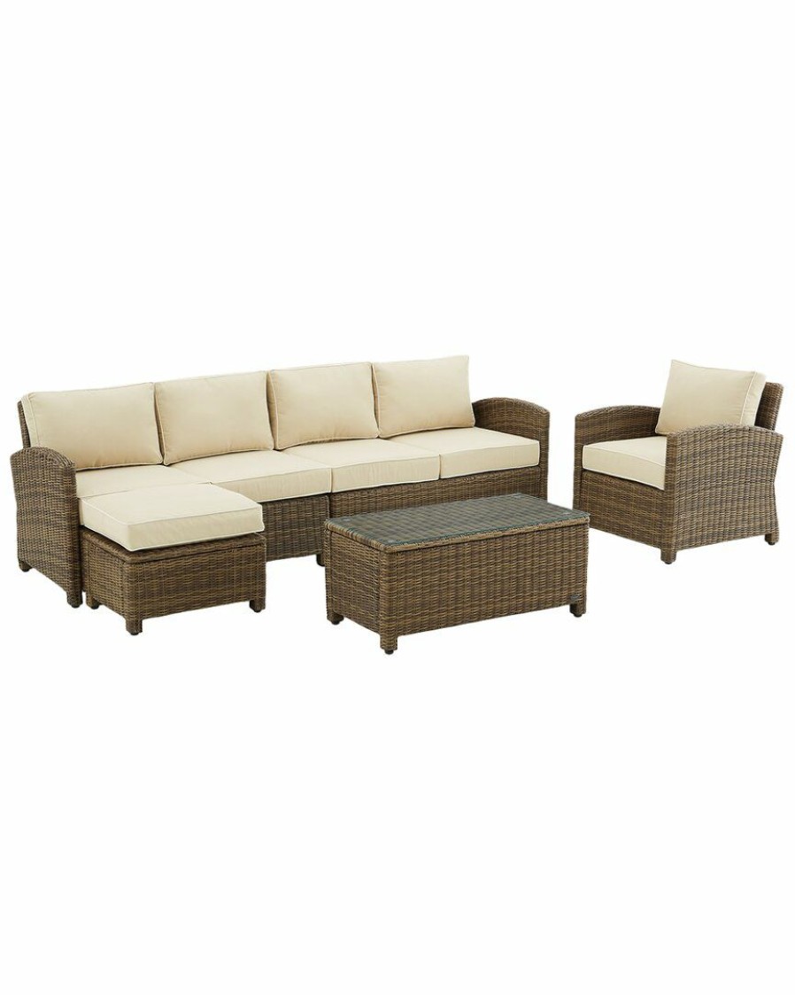 Seating Crosley | Crosley Bradenton 5Pc Outdoor Wicker Sectional Set Home Seating