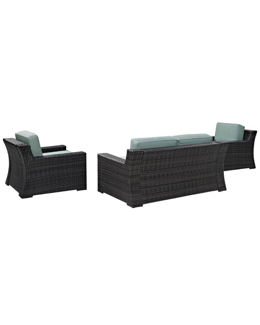 Seating Crosley | Crosley Beaufort 3Pc Outdoor Wicker Conversation Set Home Seating