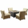 Seating Crosley | Crosley Furniture Bradenton 5Pc Outdoor Wicker Conversation Set W/Fire Table- Tucson Fire Table & 4 Armless Chairs Home Seating