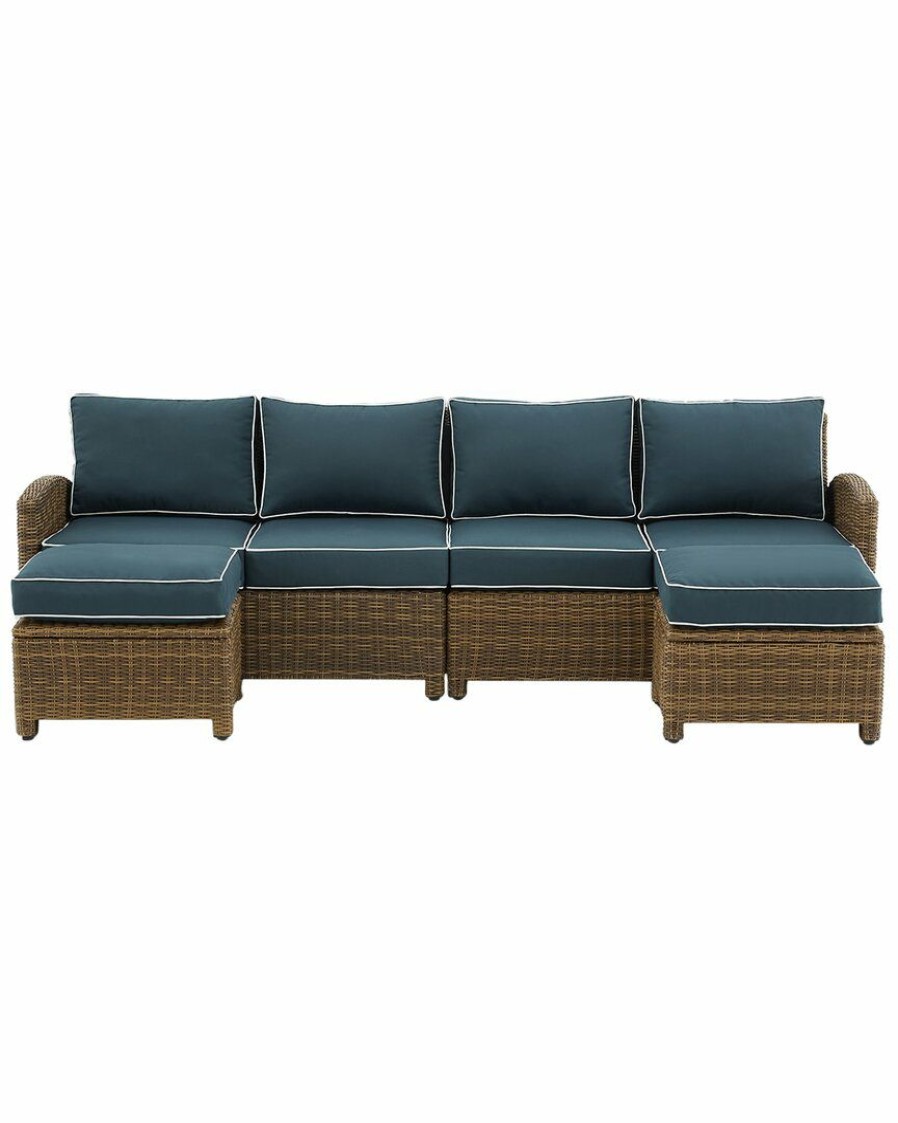 Seating Crosley | Crosley Bradenton 4Pc Outdoor Wicker Sectional Set Home Seating