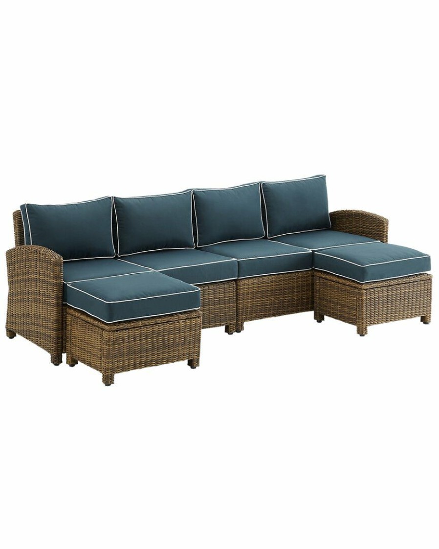 Seating Crosley | Crosley Bradenton 4Pc Outdoor Wicker Sectional Set Home Seating