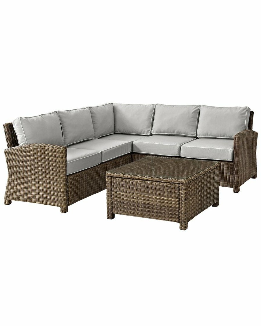 Seating Crosley | Crosley Furniture Bradenton 4Pc Outdoor Wicker Sectional Set Home Seating