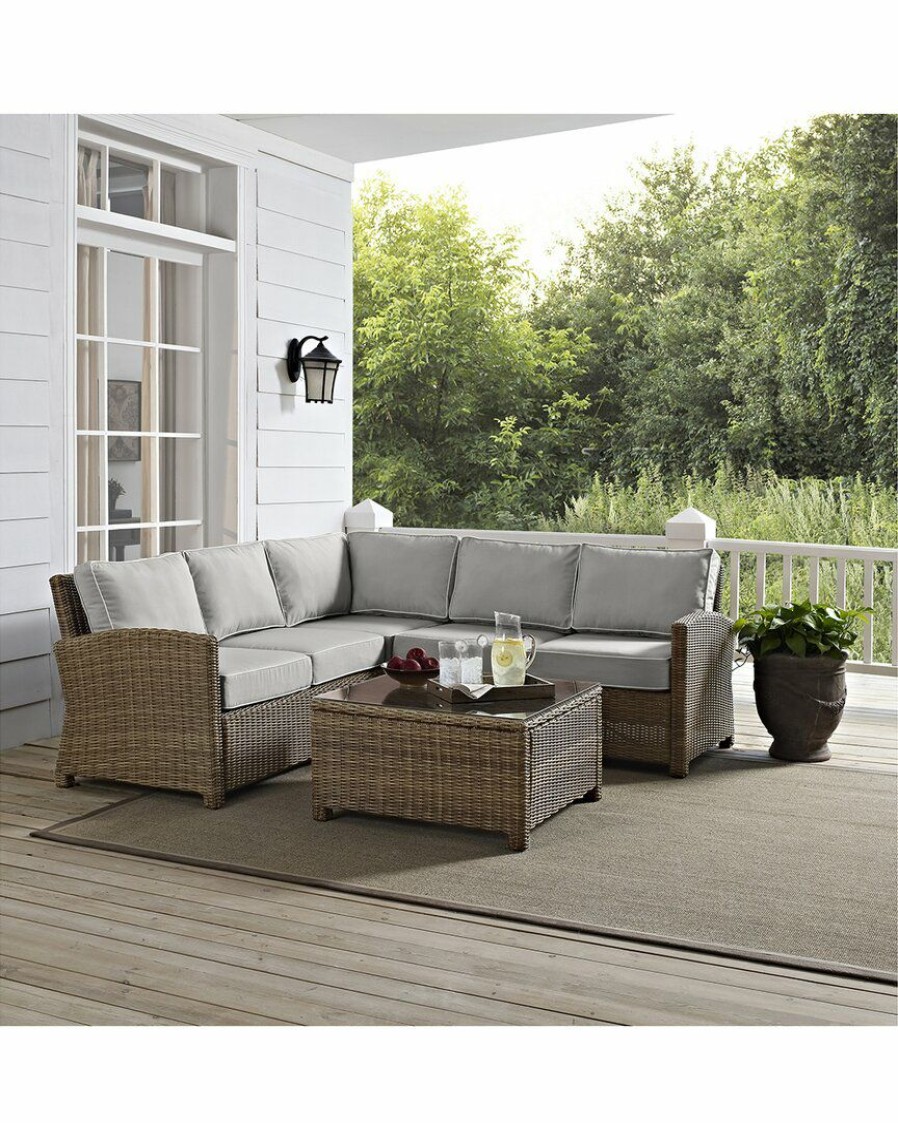 Seating Crosley | Crosley Furniture Bradenton 4Pc Outdoor Wicker Sectional Set Home Seating