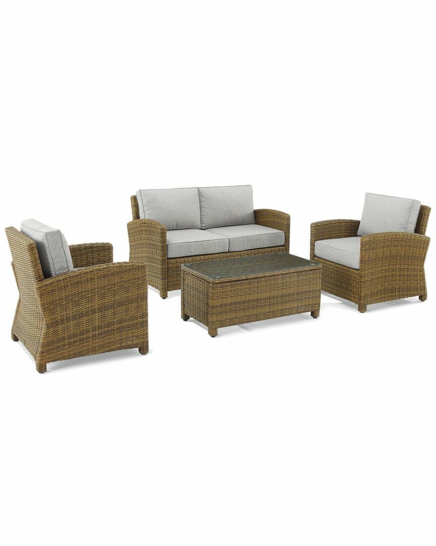 Seating Crosley | Crosley Furniture Bradenton 4Pc Outdoor Wicker Conversation Set Home Seating