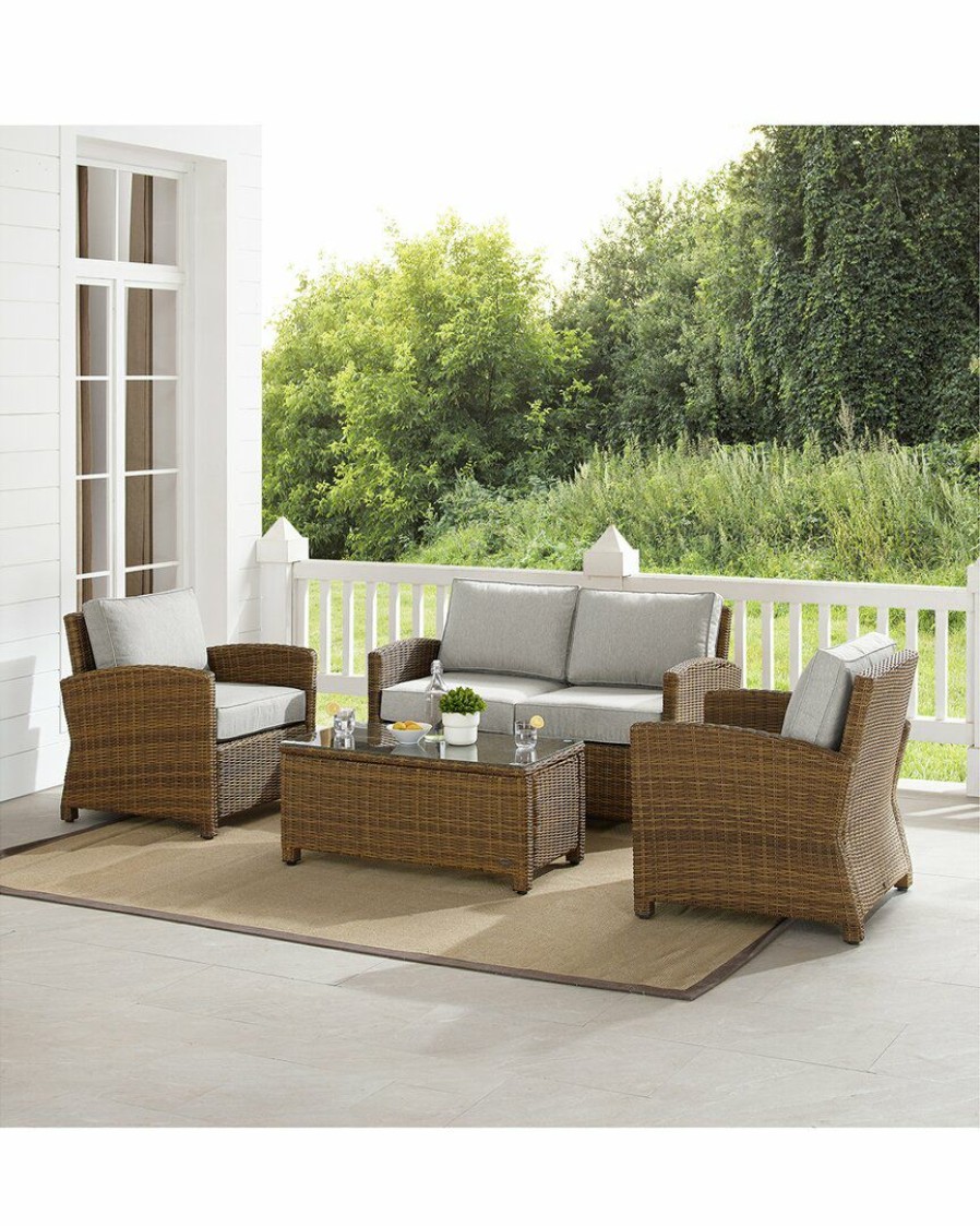 Seating Crosley | Crosley Furniture Bradenton 4Pc Outdoor Wicker Conversation Set Home Seating