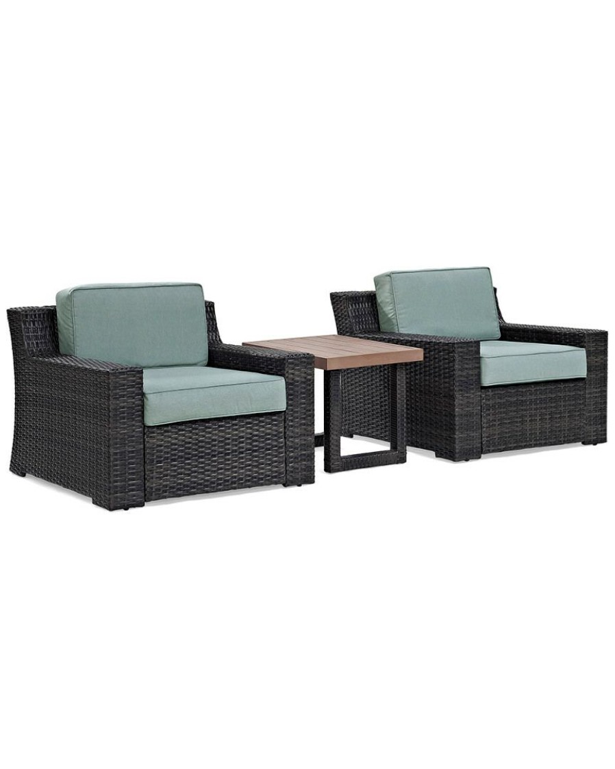 Seating Crosley | Crosley Beaufort 3Pc Outdoor Wicker Chat Set Home Seating