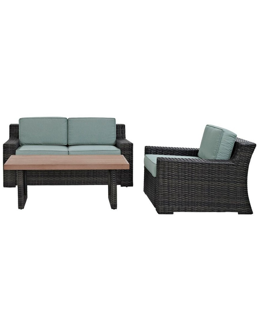 Seating Crosley | Crosley Beaufort 3Pc Outdoor Wicker Conversation Set Home Seating