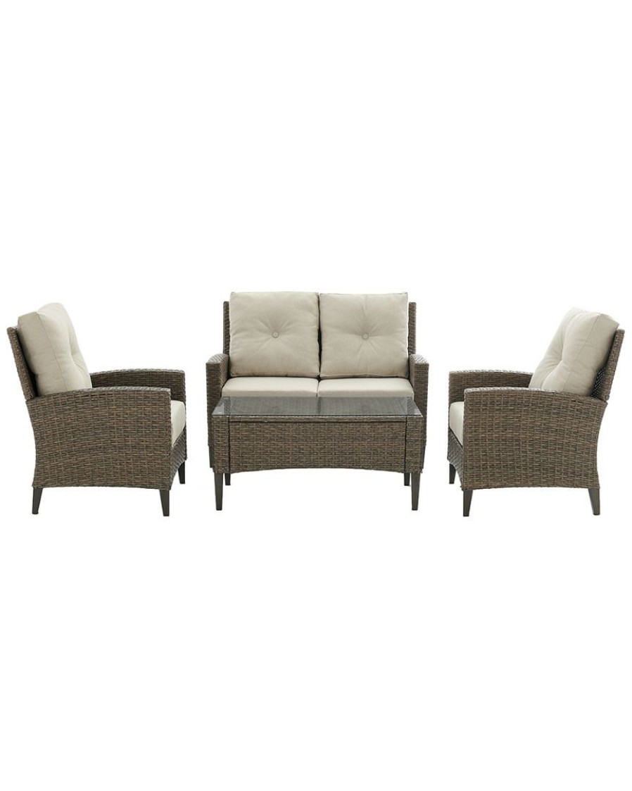 Seating Crosley | Crosley Rockport Outdoor Wicker 4Pc Conversation Set Home Seating