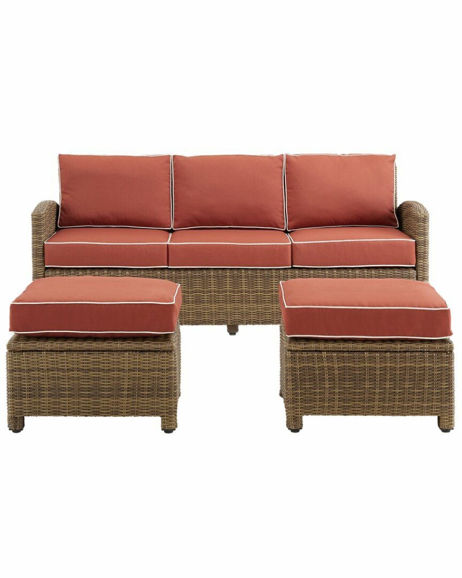 Seating Crosley | Crosley Bradenton 3Pc Outdoor Wicker Sofa Set Home Seating