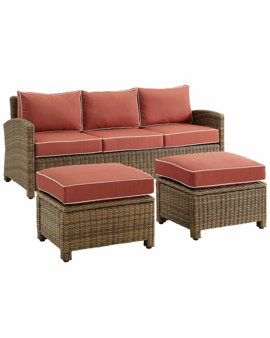 Seating Crosley | Crosley Bradenton 3Pc Outdoor Wicker Sofa Set Home Seating