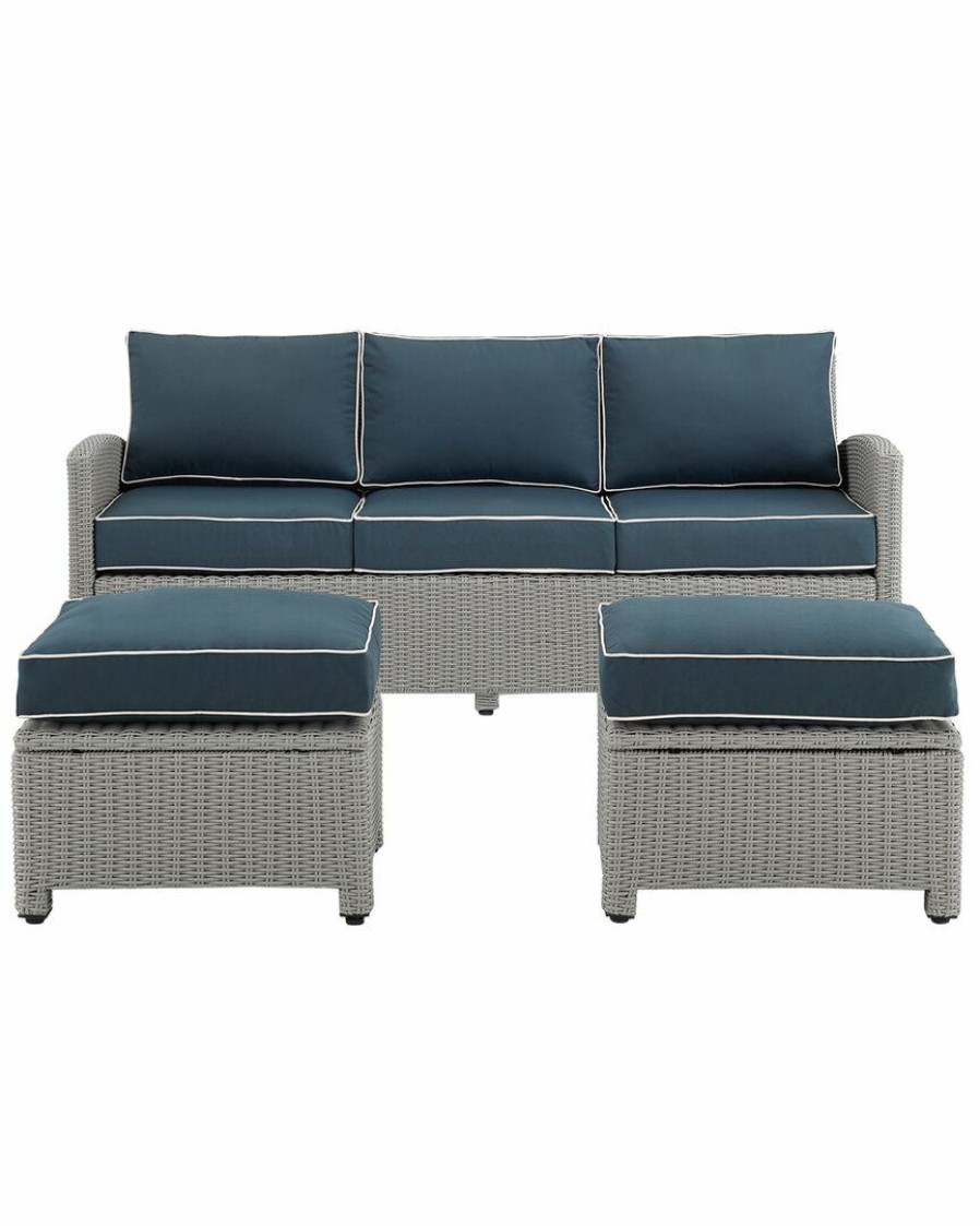 Seating Crosley | Crosley Bradenton 3Pc Outdoor Wicker Sofa Set Home Seating