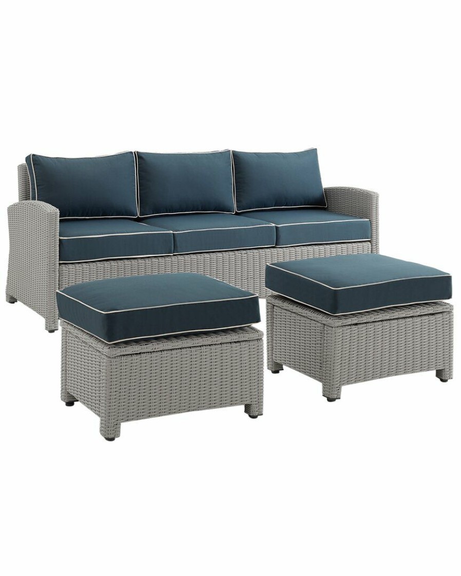 Seating Crosley | Crosley Bradenton 3Pc Outdoor Wicker Sofa Set Home Seating