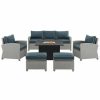 Seating Crosley | Crosley Bradenton 6Pc Outdoor Wicker Sofa Set W/Fire Table Home Seating